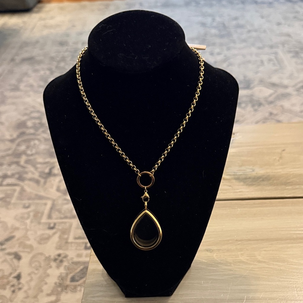 It’s Pearl Time Gold and Black Teardrop Locket